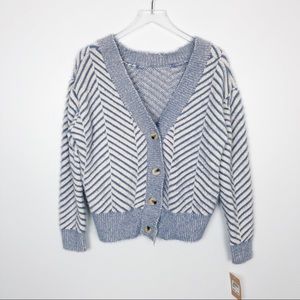 FRNCH Fuzzy Chenille Herringbone Cardigan Sweater